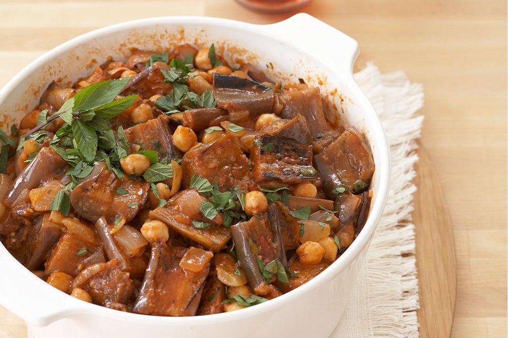 Braised Lebanese Eggplant with Chickpeas Recipe