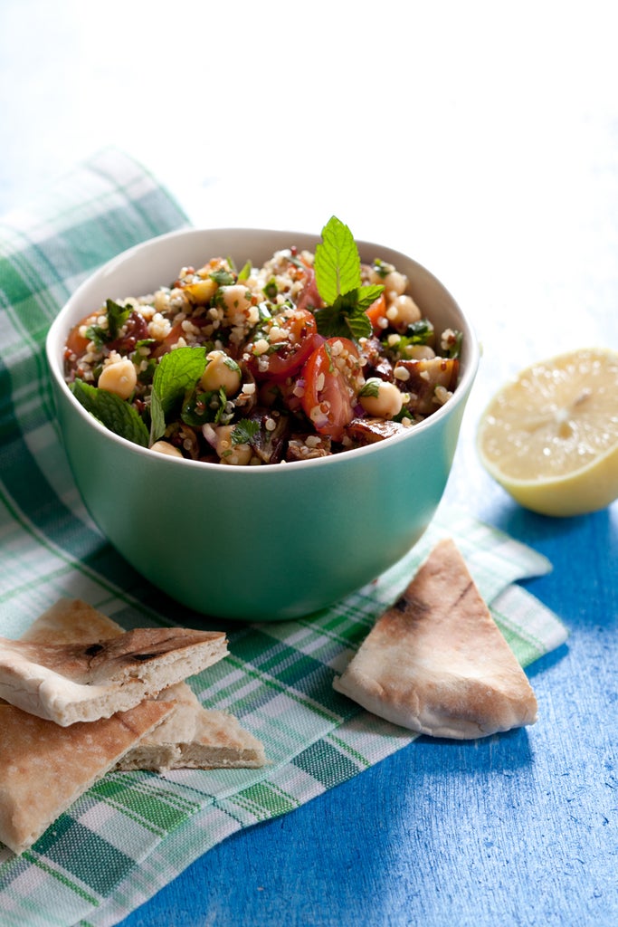 MixedGrain Tabbouleh with Roasted Eggplant, Chickpeas, and Mint Recipe