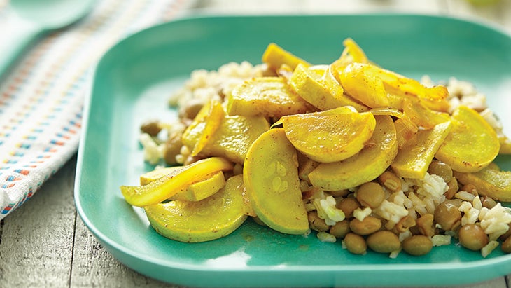 Curried Yellow Squash with Rice and Pigeon Peas Curried Yellow Squash with Rice and Pigeon Peas