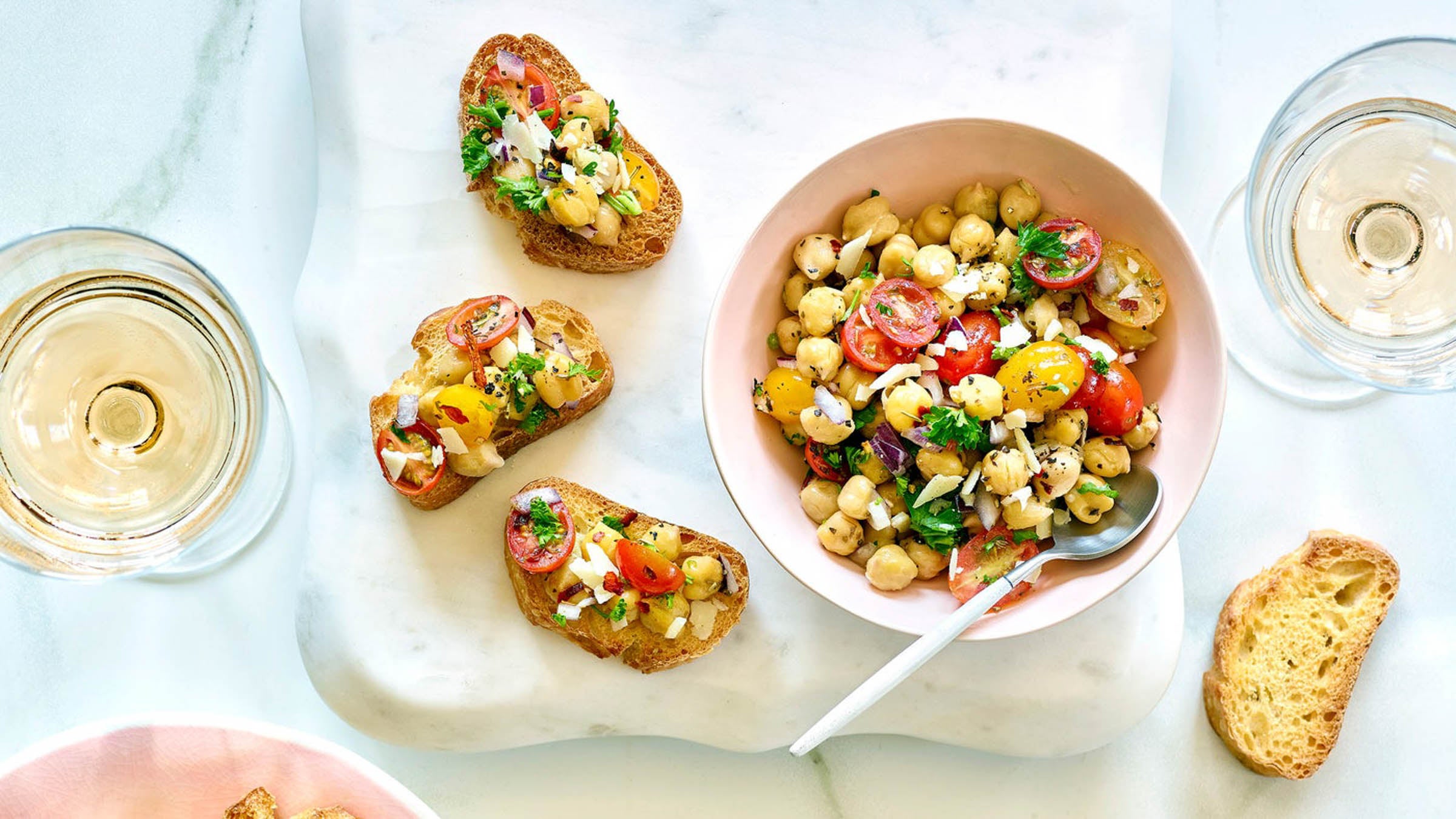 Italian chickpea salad with bruschetta