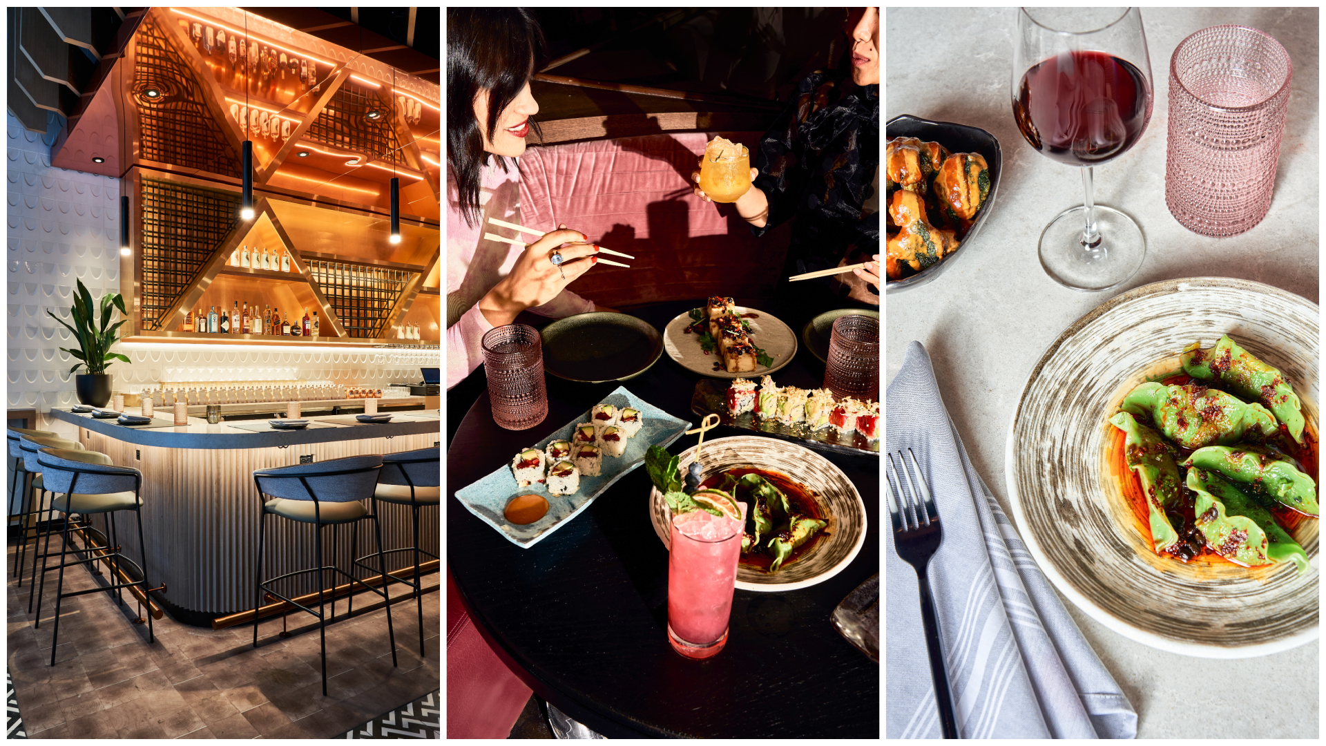 collage of images from planta queen restaurant in new york