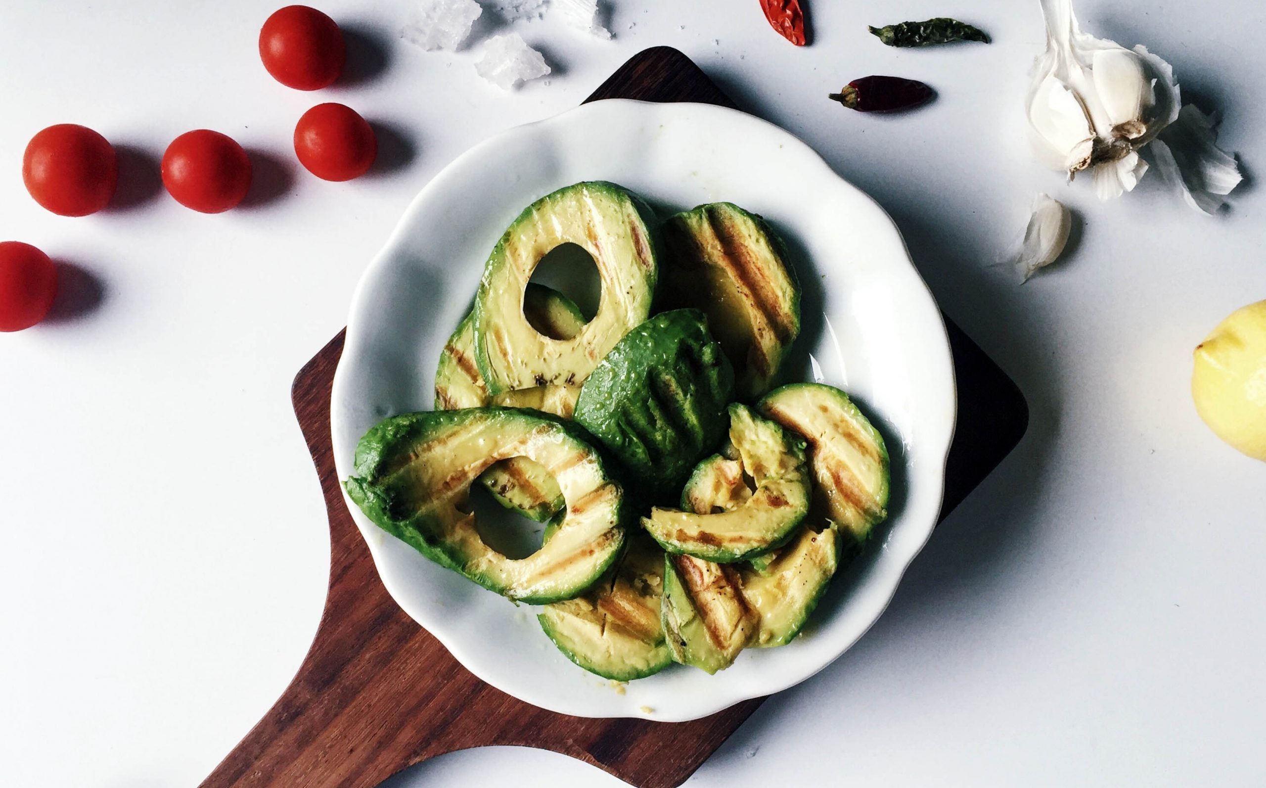grilled avocado in a bowl