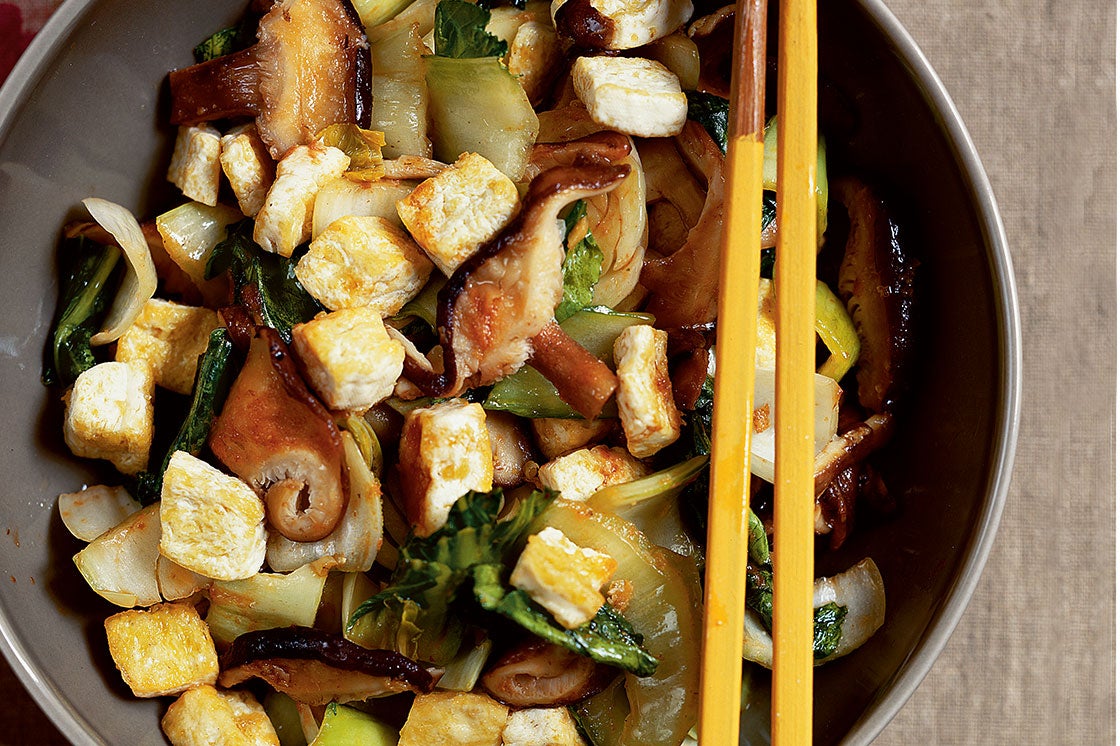 Stir-Fried Shiitake Mushrooms with Tofu and Bok Choy Recipe
