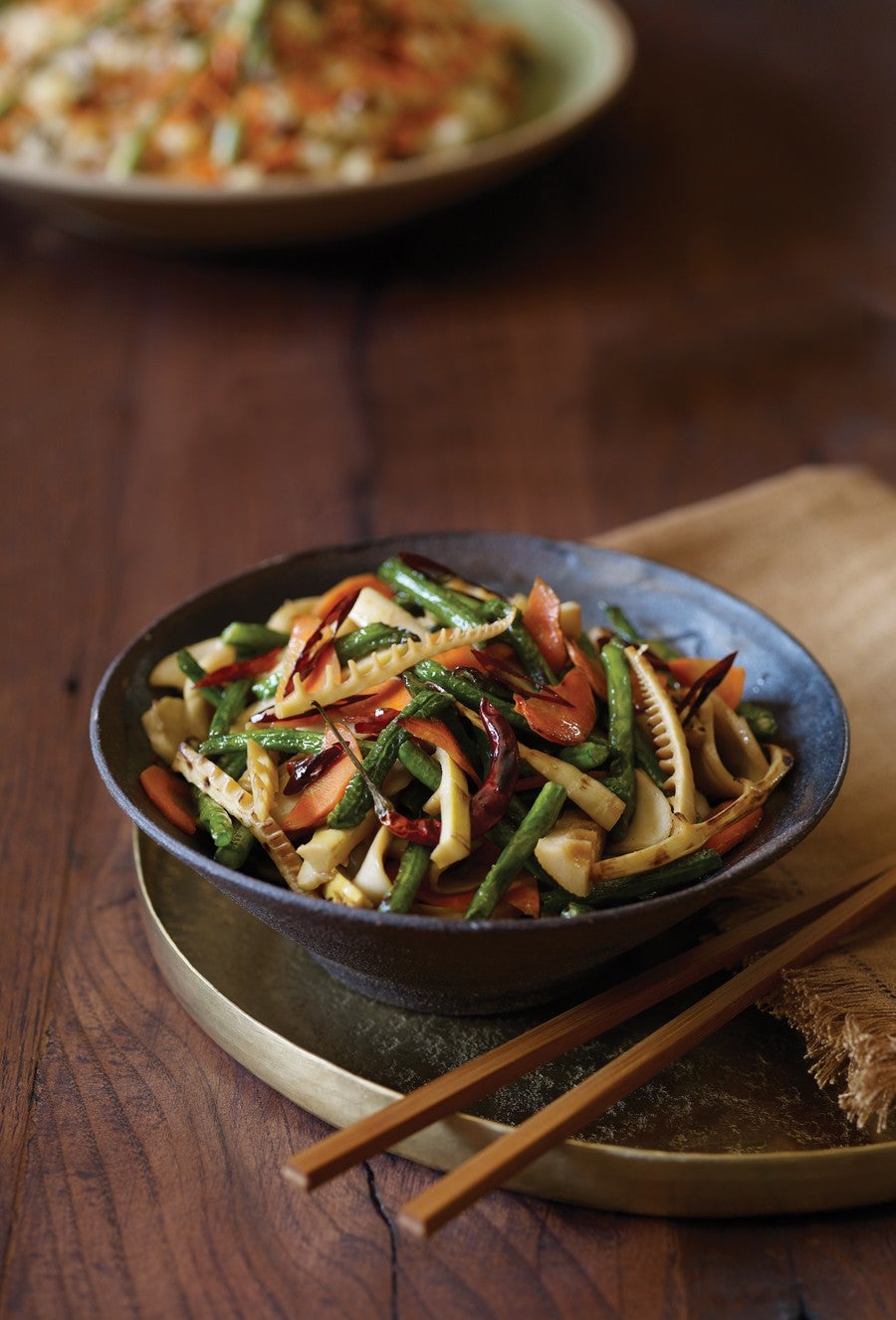 Bamboo Shoot, Mushroom, and Long Bean StirFry Recipe